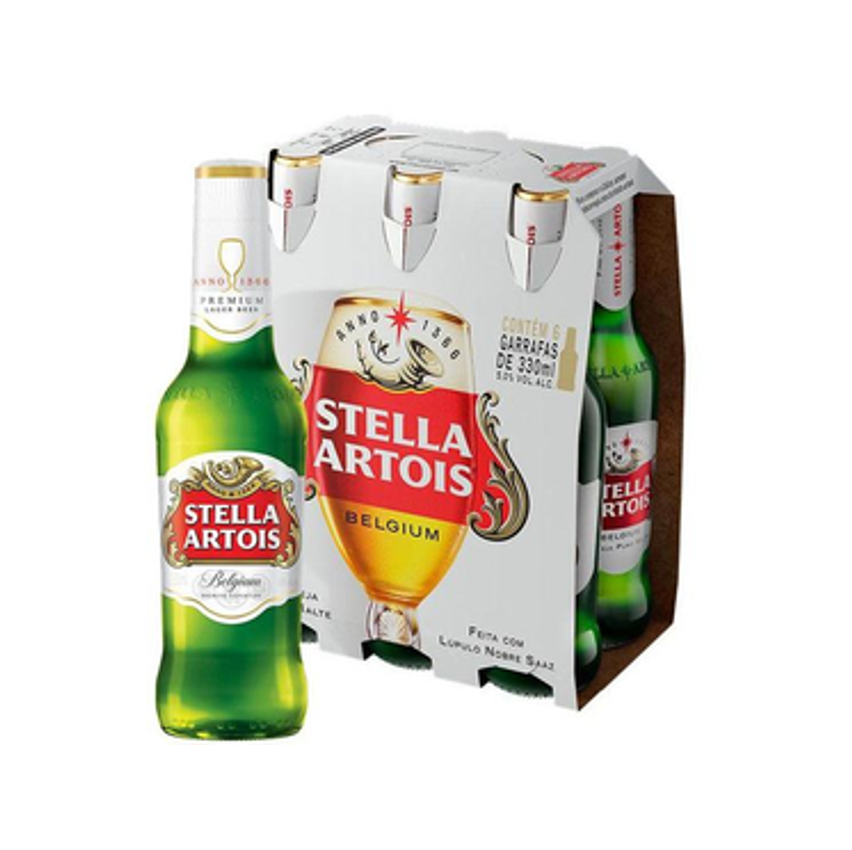 Cerveja Stella Artois Puro Malte - Premium American Lager 6 Unidades Long Neck 330ml
