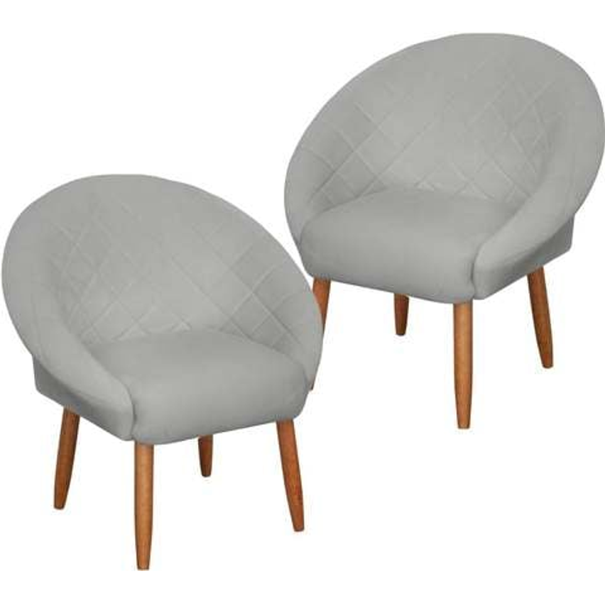 Kit Poltronas Cadeira Decorativa para Sala de Espera Recepção MOBLAN decor (CINZA)