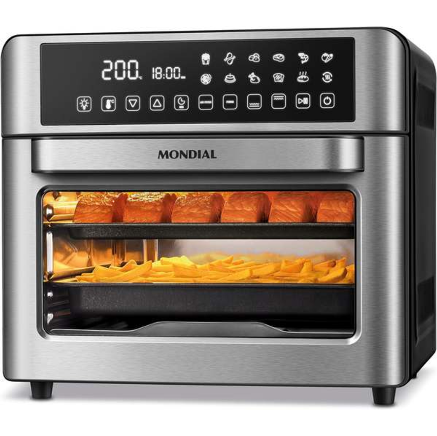 Fritadeira Air Fryer Forno Oven Digital 25L, Mondial, Preto/Inox, 2000W, 110V - AFO-25L-BI