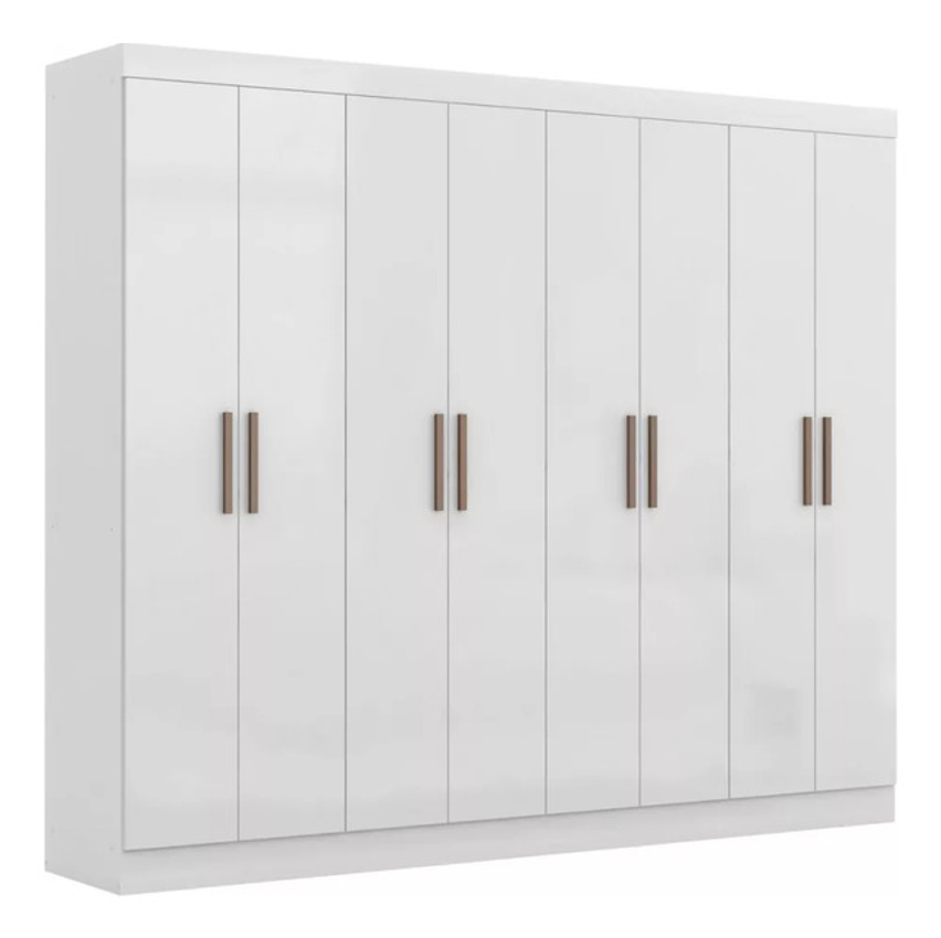 Guarda Roupa Casal 8 Portas 4 Gavetas Paris Maxel Móveis Cor Branco