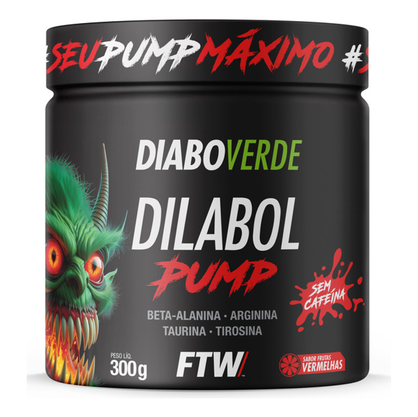 Dilabol Pump Pré Treino Pote 300g Sabor Frutas Vermelhas Diabo Verde - Ftw