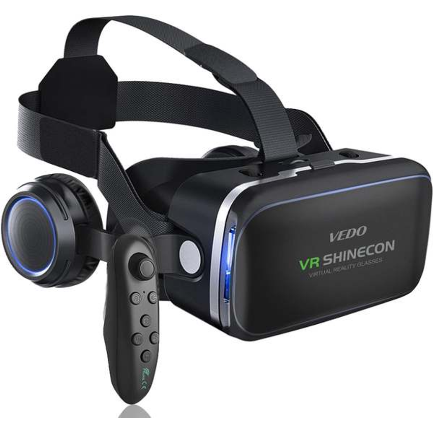 Oculos VR, Fone de Ouvido Virtual Reality 3D, Capacetes de Cabeça para TV, Filmes e Jogos de Vídeo Compatível Com Android, Suporte 4,7-6,53 Polegadas Com Controle Remoto