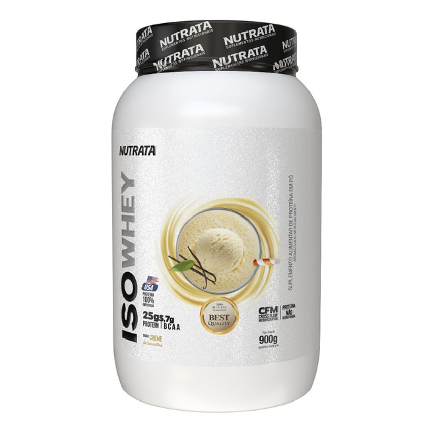 Whey Protein Iso Whey Isolado 900g Sabores Nutrata Sabor Baunilha