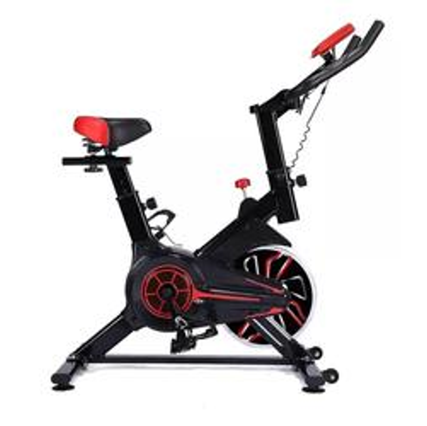 Bicicleta Ergométrica Fitness para Cardio e Musculação com base Cor Preto e Vermelho Epsilon Marca Redfin 8kg Inercia