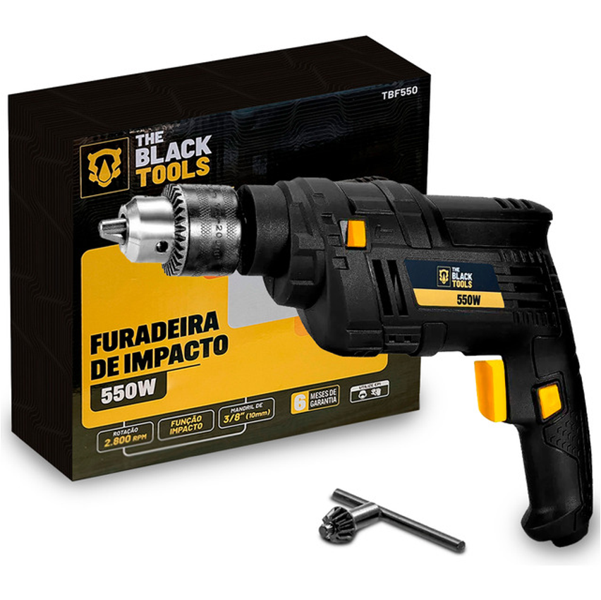 Furadeira De Impacto 3/8 Pol 550w Profissional Cor Preto