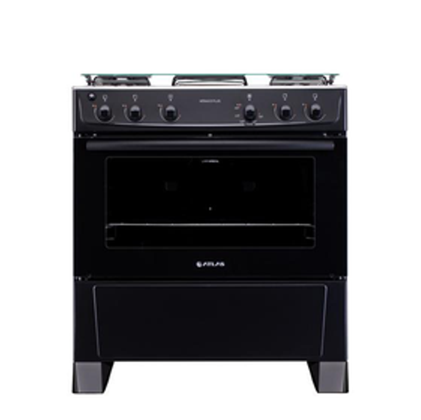 Fogão 5 Bocas Atlas Mônaco Plus Preto com Mesa Inox - Bivolt