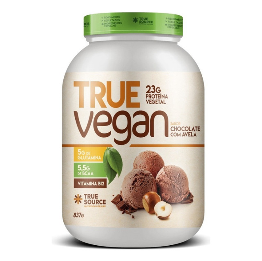 True Vegan True Whey True Source Proteína Vegana Suplemento Sabor Chocolate Com Avelã 837g