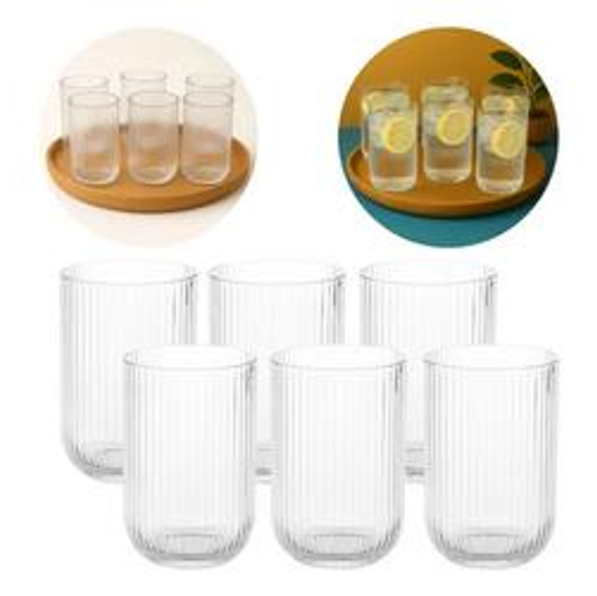 Jogo 6 Copos De Vidro Canelado Cameratta Agua Suco 420ml