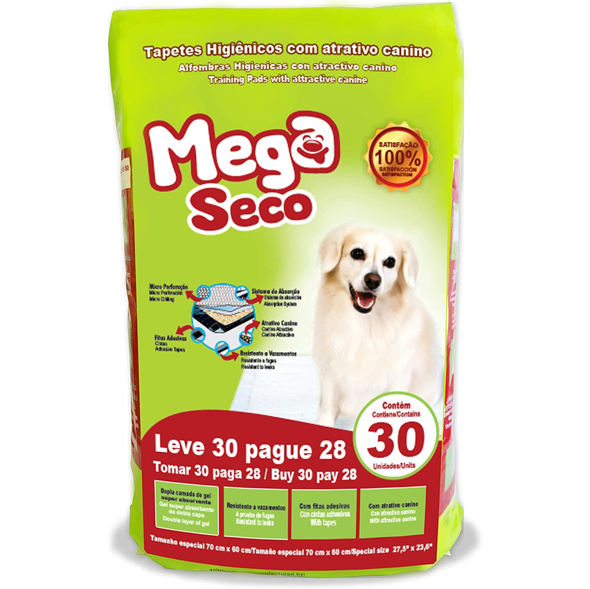 Tapete Higiênico Mega Seco 65x60cm c/ 30 unidades
