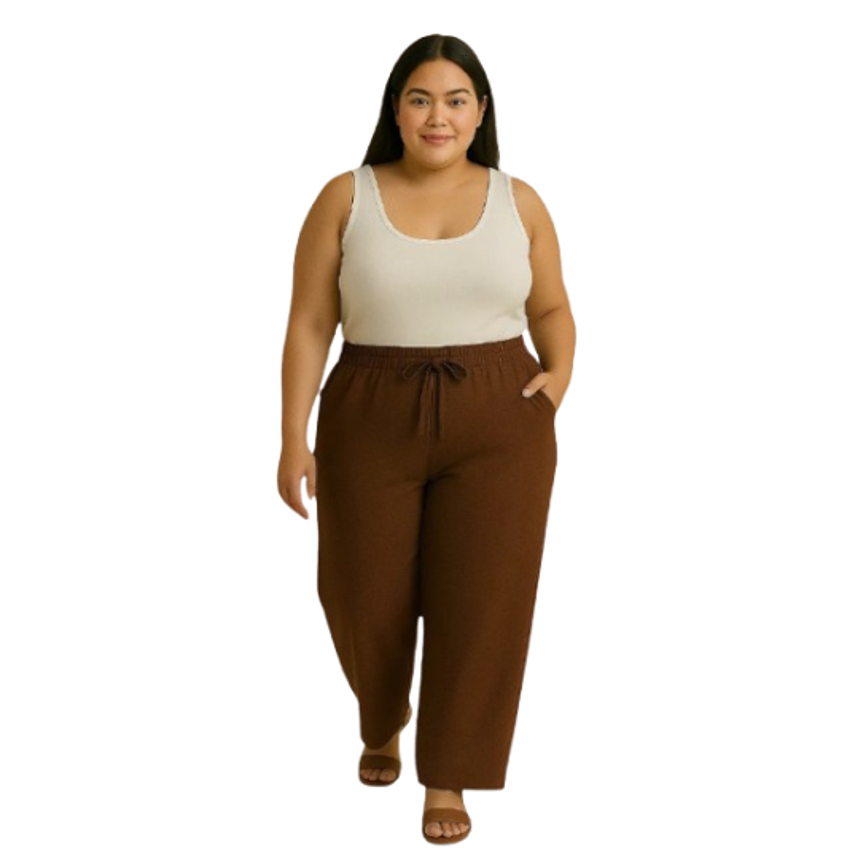 Calça Pantalona Plus Size Duna Com Elastico Na Cintura