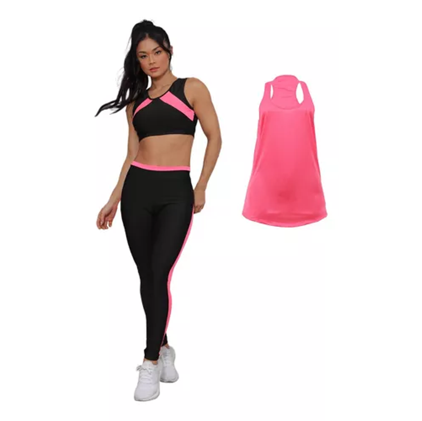 Kit Conjunto Fitness Feminino Roupa Academia Legging Regata