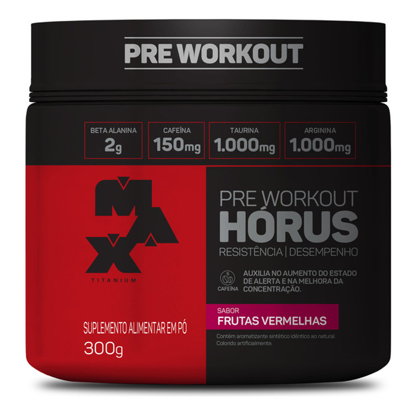 Horus 300g Pré Treino Beta Alanina Workout - Max Titanium Sabor Frutas Vermelhas (300 G)