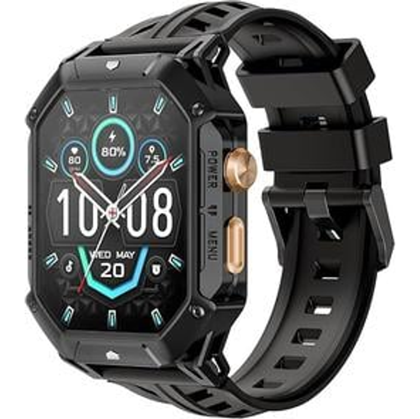 HAYLOU IRON N1 Relógio Inteligente Militar para Homens,Bateria com Duração de 100 Dias (850 mAh),Tela AMOLED HD de 2,01"，Bluetooth Telefone Chamada Smartwatch，5ATM à Prova d'água,Assistente de Voz,100+ Modo Esportivo