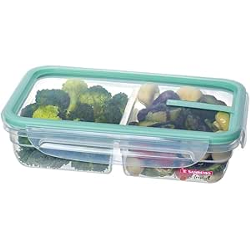 Sanremo - Pote Plástico Hermético com Divisória Integrada de 730 ml e Tampa com Travas, Linha Freshy