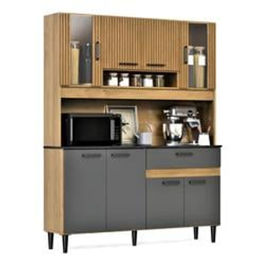 Armário De Cozinha Coral Completo Com 8 Portas E 1 Gaveta - Maxi Do Brasil