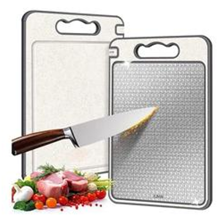 Tabua De Corte Higiênica Antibacteriana Premium Lumai Saudável Para Cortar Dupla Face Aço Inox 304 - Tabua de Cozinha para Carne Legumes Frutas Queijos - Livre de BPA