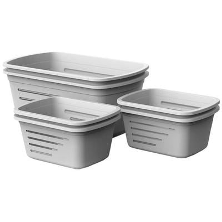 Kit Cestos Organizadores Retangular Branco - Soprano E-Combo 6 Peças