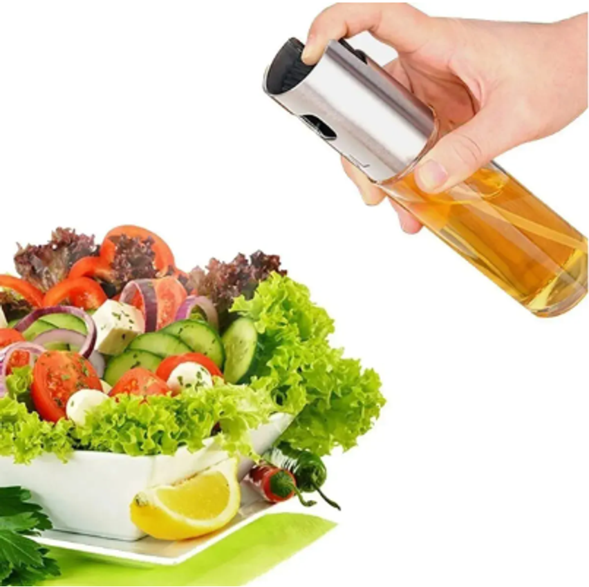Spray Borrifador De Azeite Vinagre Oleo Shoyu Pulverizador de Vidro de 100ml Galheteiro Porta Tempero Culinário Cozinha Gourmet Multiuso Aço Inox - COZINHA SHOW