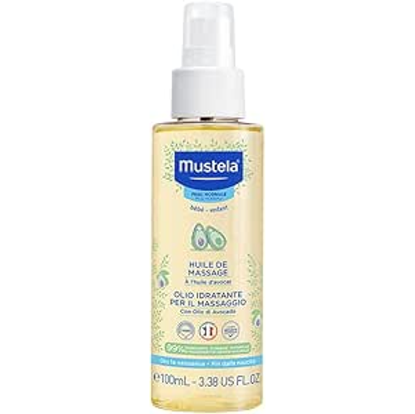 Mustela Óleo De Massagem Com Abacate Orgânico Hidrata A Pele Dos Bebês 99% De Ingredientes De Origem Natural 100Ml
