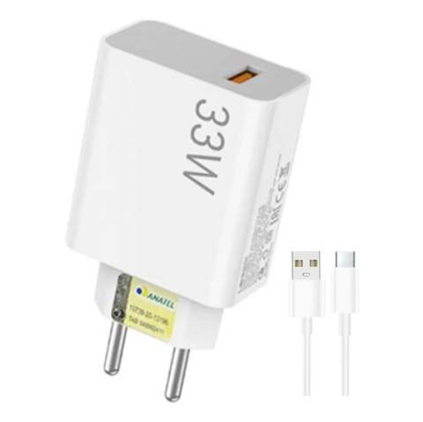 Carregador De Parede Turbo Rápido 33w Tipo-c Branco+ Cabo