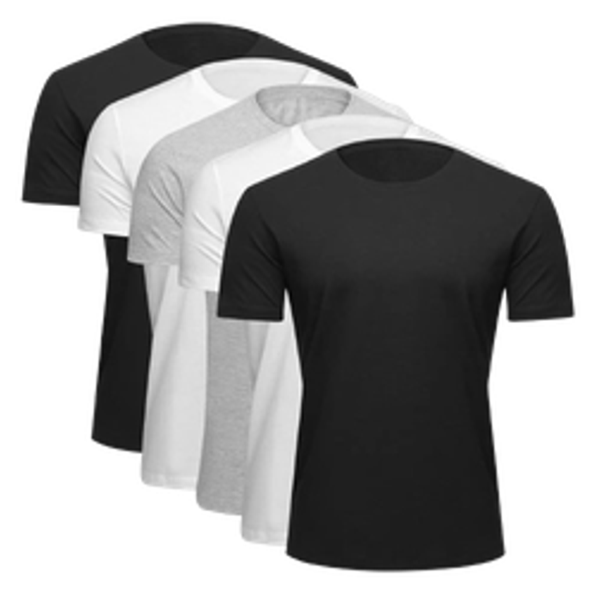 Kit Camiseta Básica Masculina c/ 5 Peças - Básicos