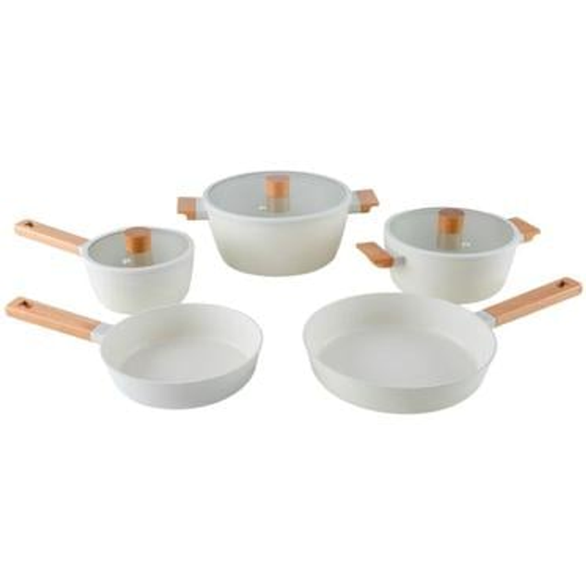 Jogo de Panelas Brinox Revestimento Cerâmico Creme 5 Peças Ceramic Life Nordic