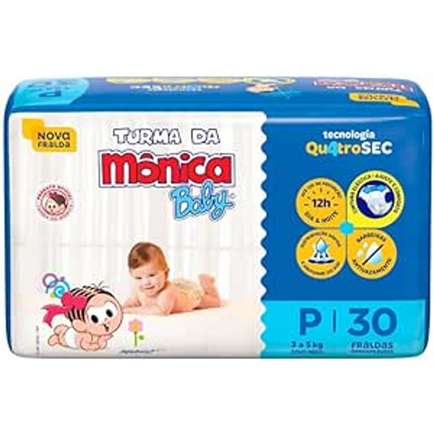 Fralda Turma da Mônica Baby Jumbo P 30 Unidades