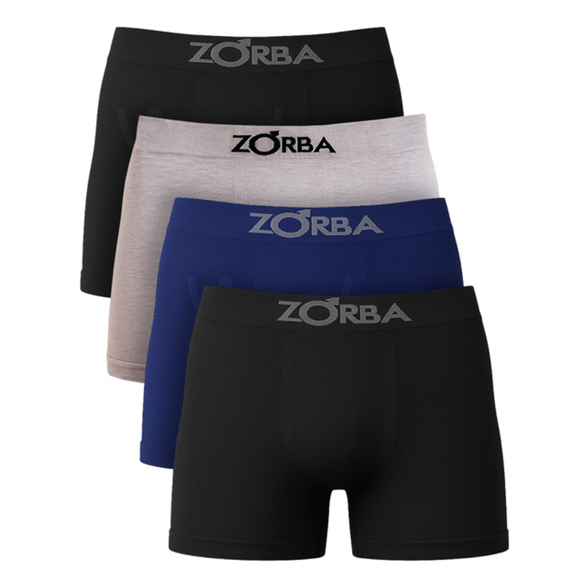 Kit Com 4 Cuecas Boxer Algodão Sem Costura Masculino Zorba