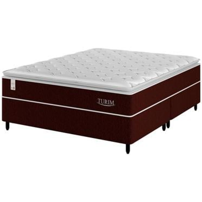 Cama Box Queen (Box + Colchão) Plumatex de Mola - Ensacada 53cm de Altura Turim