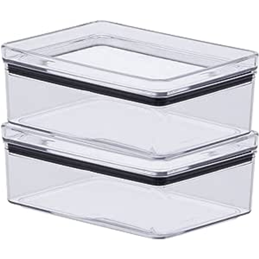 2 Porta Frios Geladeira Pote Hermético Gaveta Acrilico 770ml