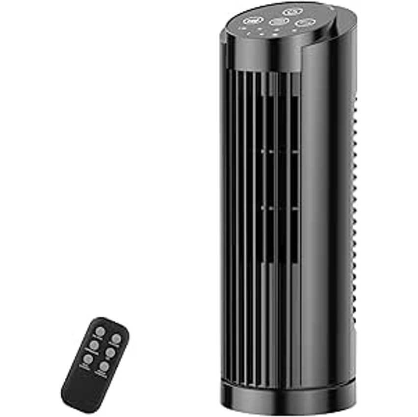 Hivento Ventilador Torre, Silencioso 30 dB sem Hélices, com Controle Remoto，Oscilação Automática 70°, Temporizador 7,5h, Ventilador de Mesa/Domést