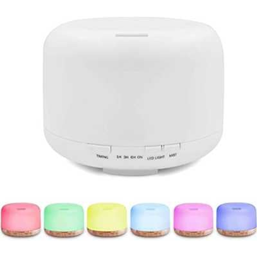 Difusor de Aromas Aromatizador Elétrico 500ml Led 7 cores com Controle Remoto Umidificador e Purificador de Ar para a sua casa e o ambiente de trabalho - Difusor de desligamento automático