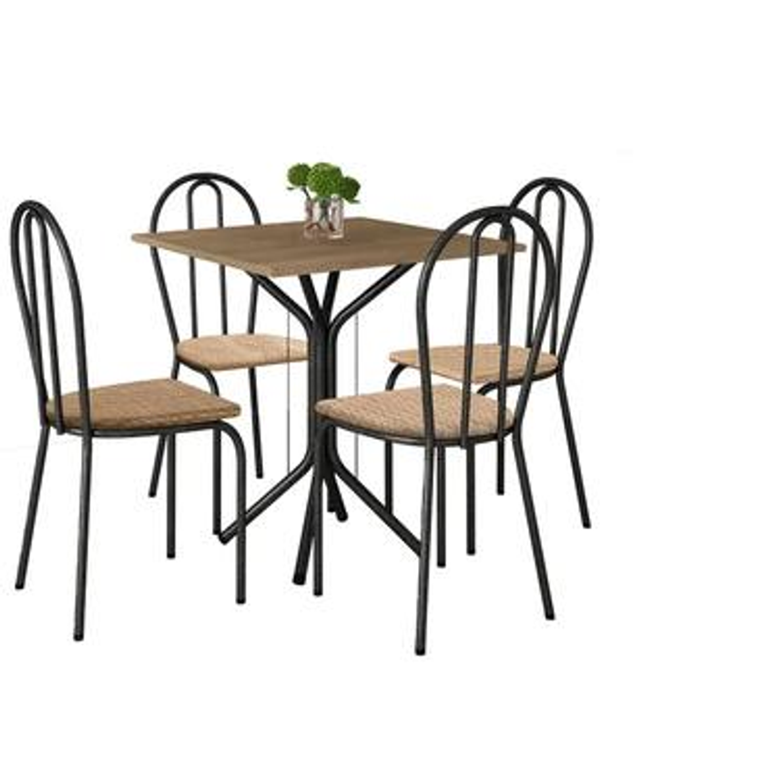 Mesa de Jantar 4 Cadeiras Quadrada Preta - Artefamol America Thais