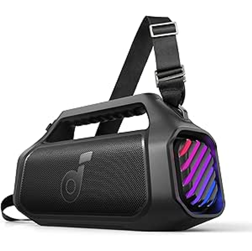 Boom 2 Plus Soundcore Da Anker Caixa De Som Portáteis Bluetooth Alto-falante Externo, 140w, 2+2 Canais, Bassup™ 2.0, 20h De Reprodução, Carregamento Rápido, Ipx7, Luzes Rgb, Power Bank, Preto