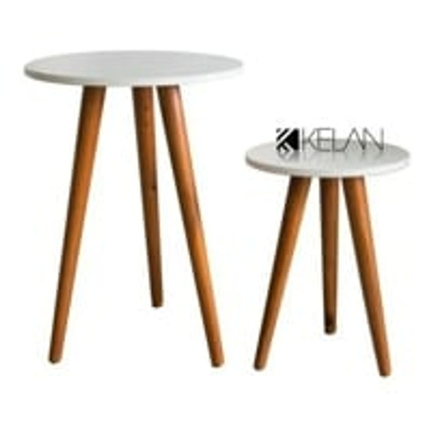 Mesa Redonda De Canto Lateral Retro Pe Palito - KELAN