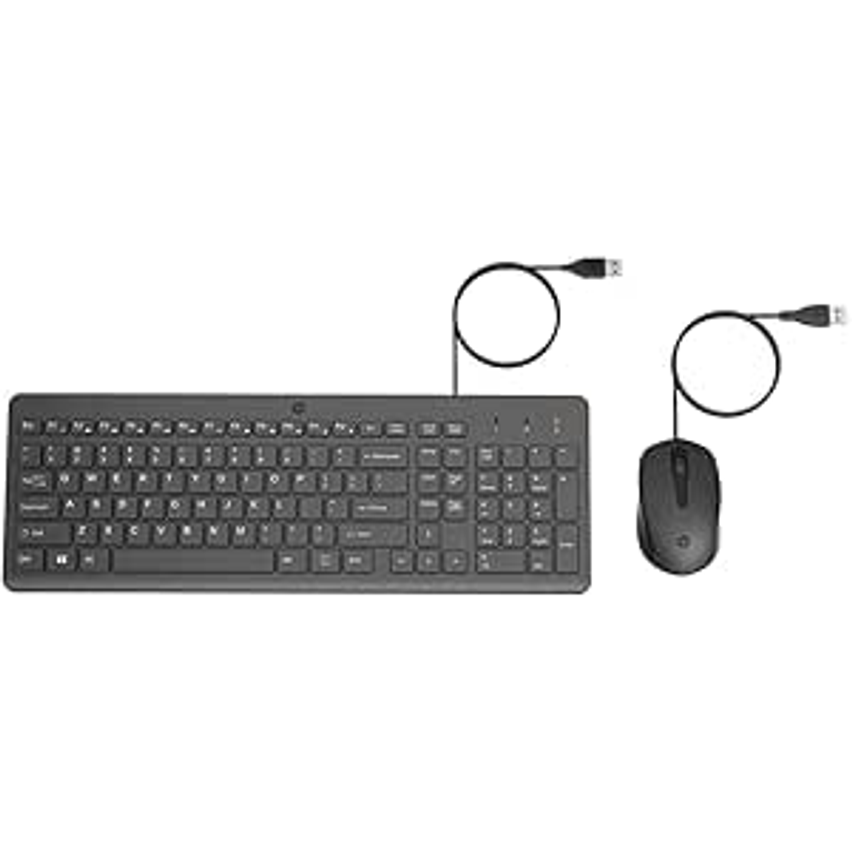 Combo de Teclado e Mouse USB HP 150 - Plug and Play, com Digitação Silenciosa, Confortável e Precisa, Mouse com DPI de 1600, Layout ABNT2, Preto (240J7AA)