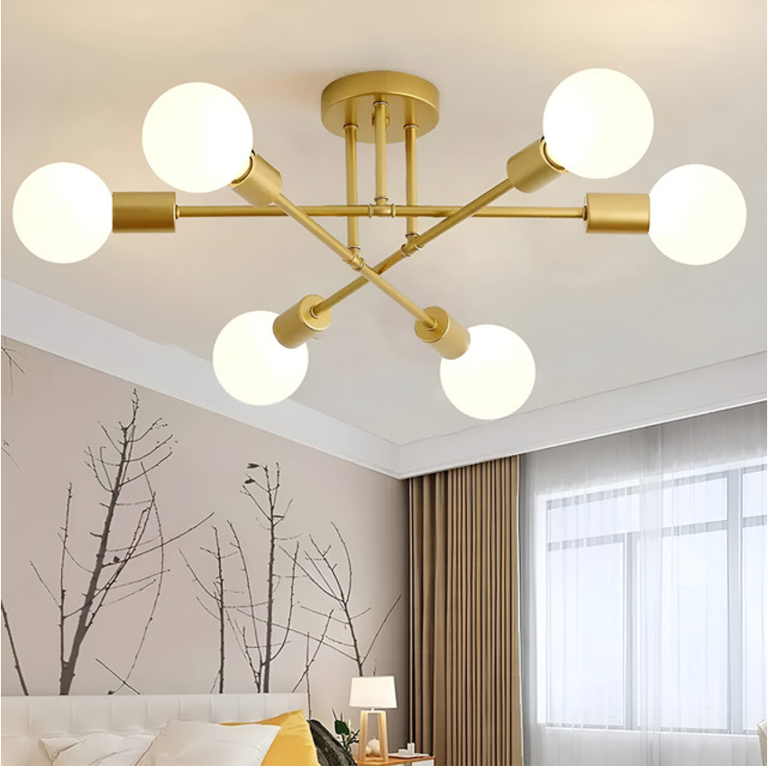 Luminária Lustre Teto Moderno Pendente Para Sala 6 Lâmpadas