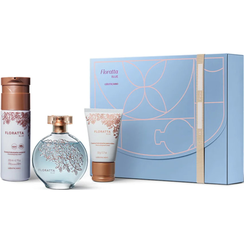 Kit Presente Floratta Blue: Desodorante Colônia 75ml + Loção Corporal 200ml + Creme para Mãos 50g