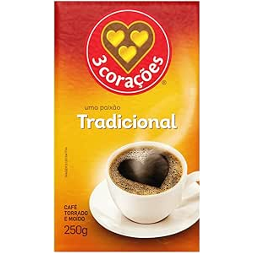 3 Corações Café Torrado E Moído Tradicional À Vácuo 250G