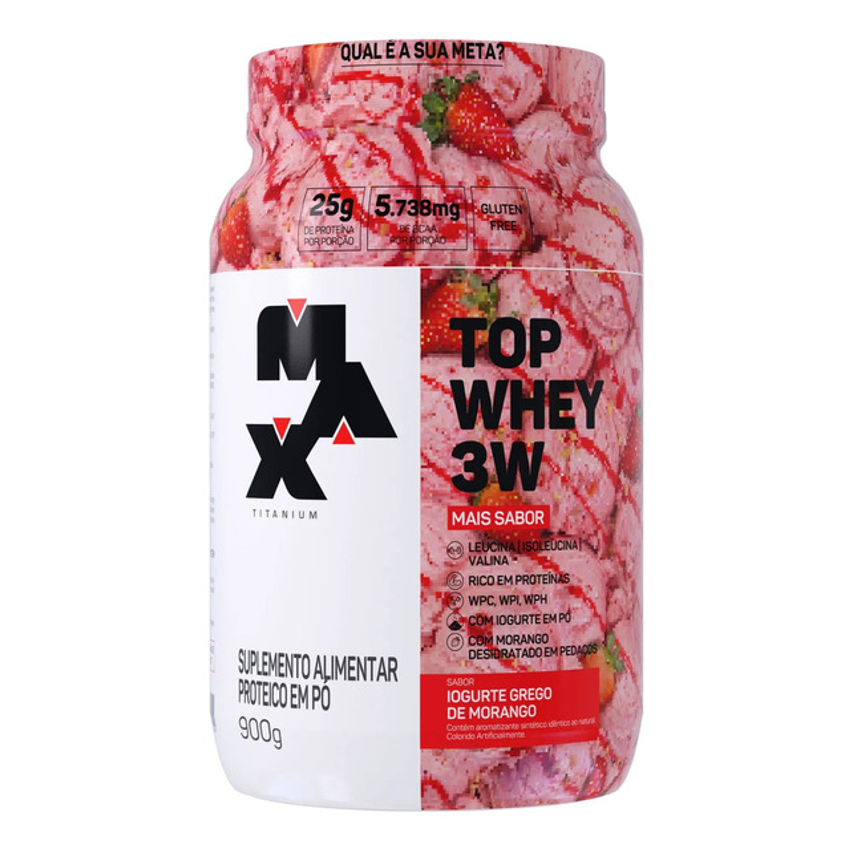 Top Whey 3w Mais Sabor Pote 900g Max Titanium Sabor Iogurte Grego