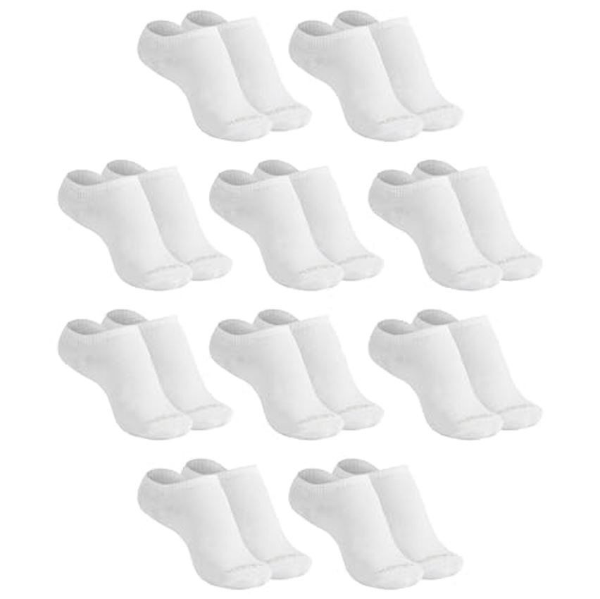 MASH Kit 10 Pares Meia Soquete Invisível Cano Baixo Algodão Respirável, 10 Brancas, 34-38