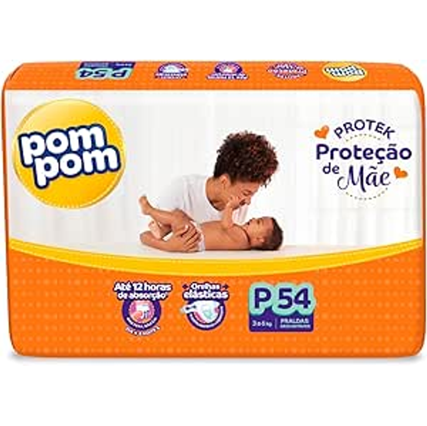 Fralda Pom Pom Protek Proteção de Mãe Mega P 54 Unidades
