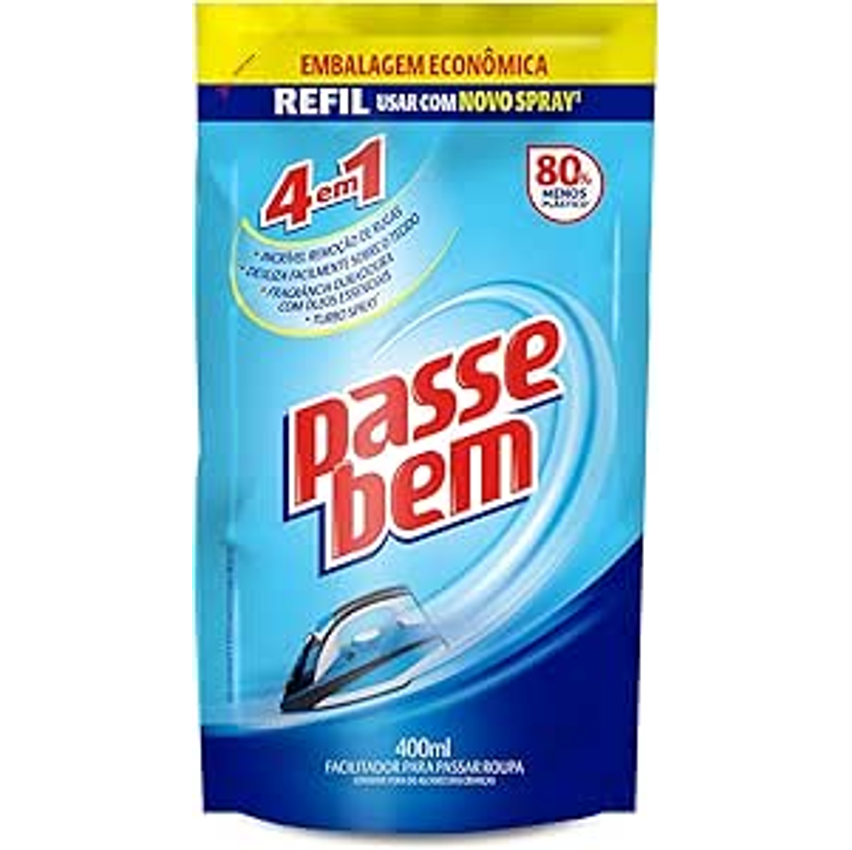 Facilitador de Passar Roupas Passe Bem 4 em 1 Refil 400ml
