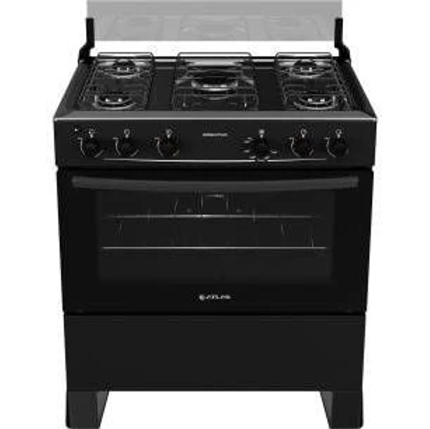 Fogão 5 Bocas Atlas Mônaco Plus Preto com Mesa Inox - Bivolt