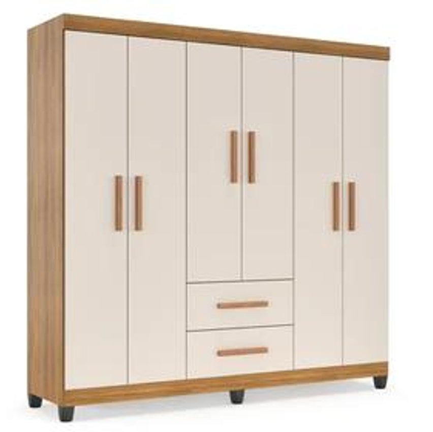 Guarda Roupa Casal 6 Portas 2 Gavetas Lite Amplo, Moderno e com Cabideiro - Maxi Do Brasil