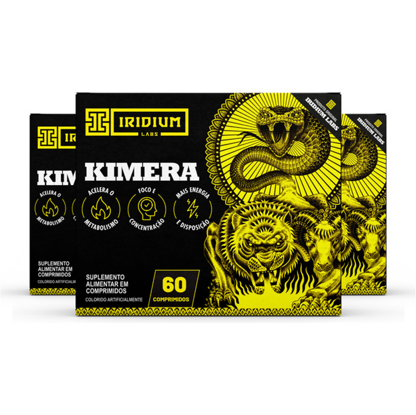 3 Kimera 60 Caps Iridium Labs Sabor Sem Sabor Cafeína 180 G