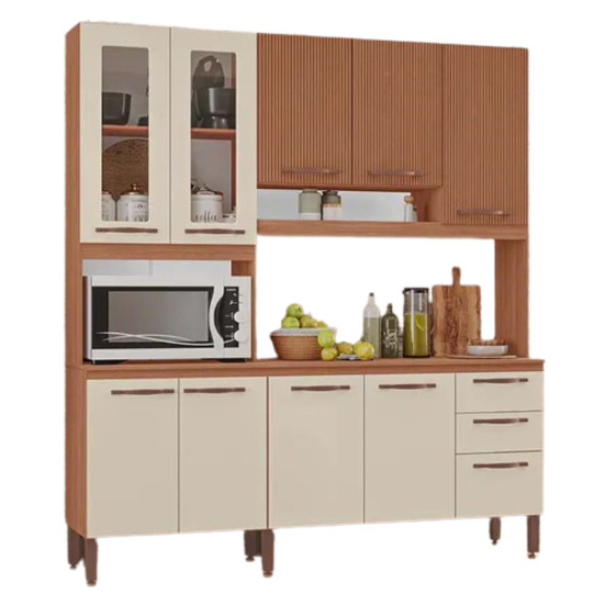 Armário de Cozinha Dáfine 100% MDF Tuboarte 9 Portas e 3 Gavetas