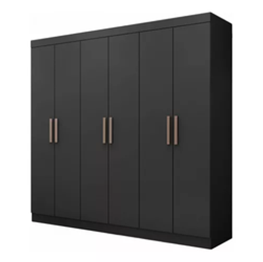 Guarda Roupa De Casal Paris 6 Portas Mdp Preto Fosco Maxel