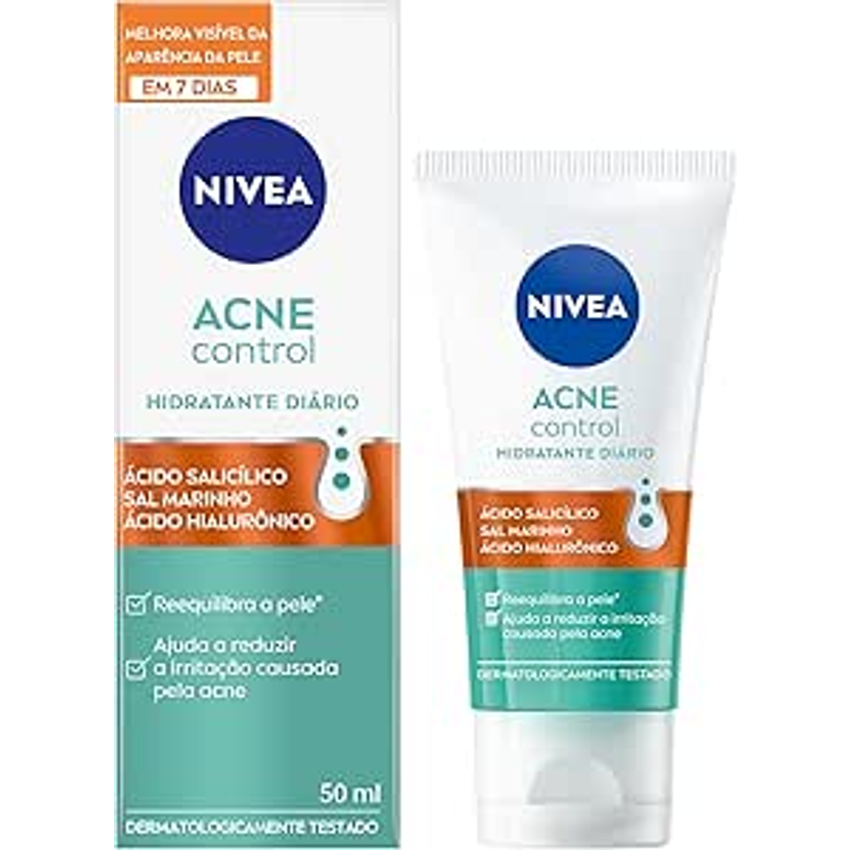 Nivea Hidratante Facial Acne Control 50g - Ajuda A Combater 99% Das Bactérias Causadoras Da Acne