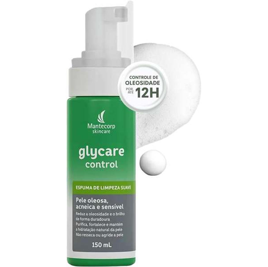 Espuma de Limpeza Facial Glycare Control - 150ml - Controle do Brilho e Auxílio na Prevenção da Acne - Pele Mista a Oleosa - Mantecorp